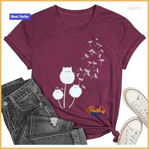 Women's Floral Graphic Tee Short Sleeve Crew Neck Casual T-Shirt